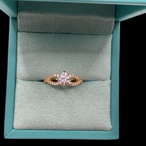 Twisted Vine Round Moissanite Pave Engagement Ring size 5 sterling silver NEW